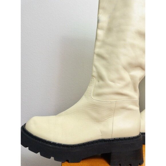 NEW By FAR Russel Lamb Leather Knee High Boots 40 Ivory Chunky Lug 10 Platform - Picture 10 of 13